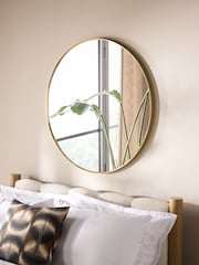 Gold Round 90cm Wall Mirror - Image 1 of 5