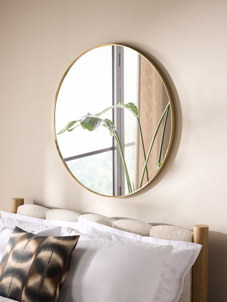 Gold Round 90cm Wall Mirror - Image 1 of 5