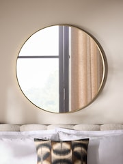 Gold Round 90cm Wall Mirror - Image 2 of 5