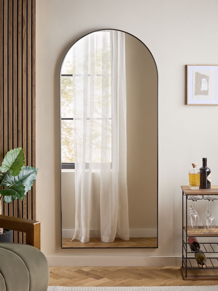 Black Extra Large Metal Arch Full Length Leaner Mirror - Image 1 of 6 Black Extra Large Metal Arch Full Length Leaner Mirror - Image 1 of 6