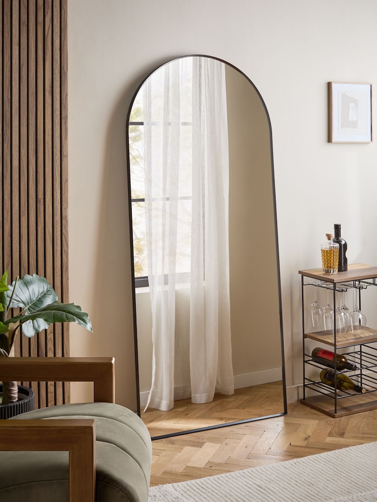 Black Extra Large Metal Arch Full Length Leaner Mirror - Image 2 of 6