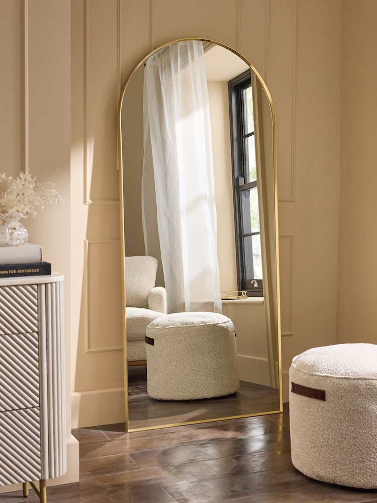 Gold Extra Large Metal Arch Full Length Leaner Mirror - Image 1 of 6