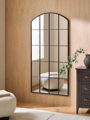 Black Arch Window Full Length Leaner Mirror - Image 1 of 6