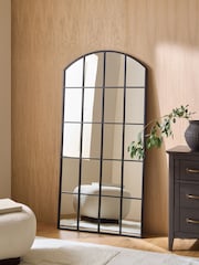 Black Arch Window Full Length Leaner Mirror - Image 2 of 6