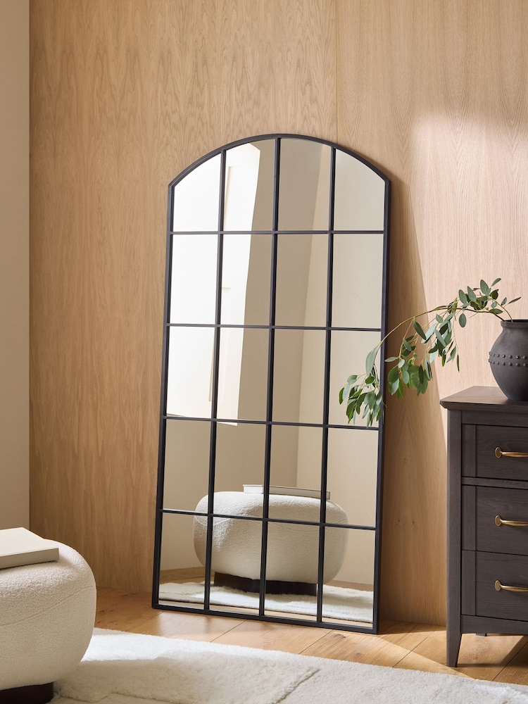 Black Arch Window Full Length Leaner Mirror - Image 2 of 6 Black Arch Window Full Length Leaner Mirror - Image 2 of 6