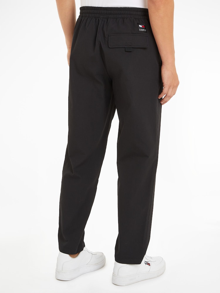 Tommy Jeans Black Windpant Technical Cotton Trousers - Image 2 of 6 Tommy Jeans Black Windpant Technical Cotton Trousers - Image 2 of 6