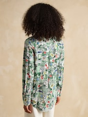 Joules Maeva Tennis Print Relaxed Fit 100% Linen Shirt - Image 2 of 8