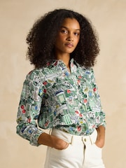 Joules Maeva Tennis Print Relaxed Fit 100% Linen Shirt - Image 3 of 8