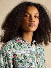 Joules Maeva Tennis Print Relaxed Fit 100% Linen Shirt - Image 5 of 8