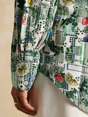 Joules Maeva Tennis Print Relaxed Fit 100% Linen Shirt - Image 6 of 8