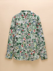 Joules Maeva Tennis Print Relaxed Fit 100% Linen Shirt - Image 8 of 8