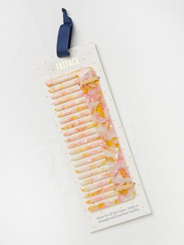 FatFace Pink Resin Wide Tooth Hair Comb - Image 1 of 2
