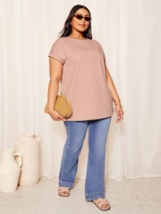 Curves Like These Pink Stud Embellished T-Shirt - Image 3 of 4