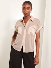 Lipsy Gold Satin Chiffon Pocket Shirt - Image 3 of 4