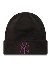 New Era Mens New York Yankees League Essential Cuff Knit Black Beanie - Image 1 of 2