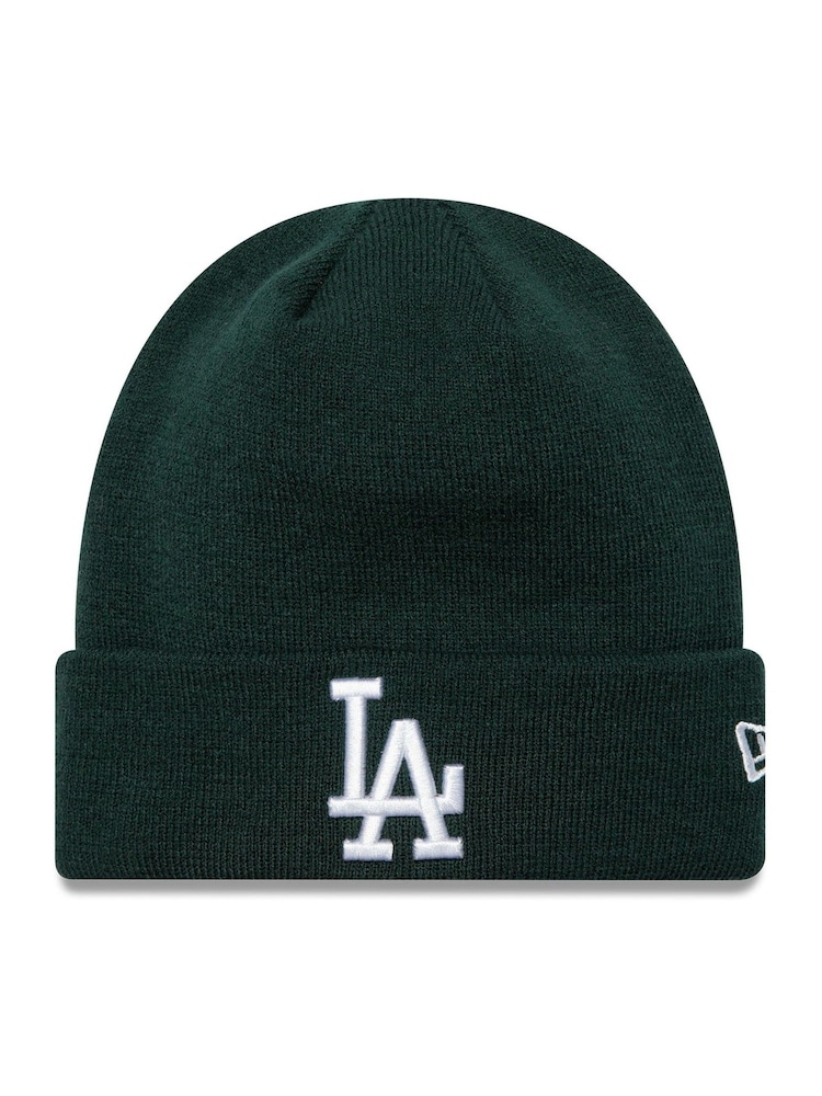 New Era Mens Green LA Dodgers League Essential Cuff Knit Beanie - Image 1 of 2