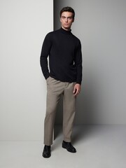 Black Roll Neck Essential Long Sleeve 100% Cotton T-Shirt - Image 2 of 8