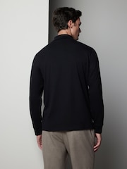 Black Roll Neck Essential Long Sleeve 100% Cotton T-Shirt - Image 3 of 8