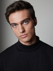 Black Roll Neck Essential Long Sleeve 100% Cotton T-Shirt - Image 4 of 8