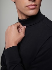 Black Roll Neck Essential Long Sleeve 100% Cotton T-Shirt - Image 5 of 8