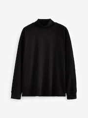 Black Roll Neck Essential Long Sleeve 100% Cotton T-Shirt - Image 6 of 8