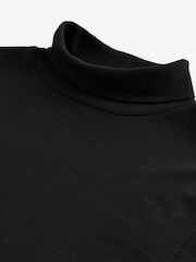 Black Roll Neck Essential Long Sleeve 100% Cotton T-Shirt - Image 7 of 8