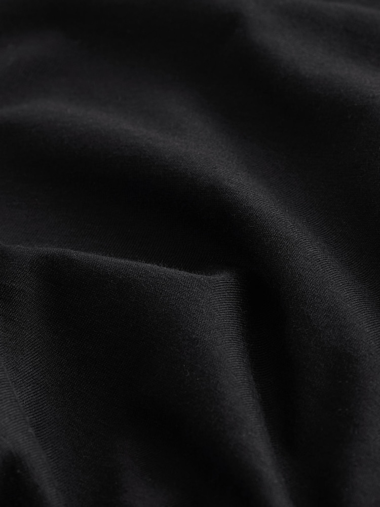 Black Roll Neck Essential Long Sleeve 100% Cotton T-Shirt - Image 8 of 8