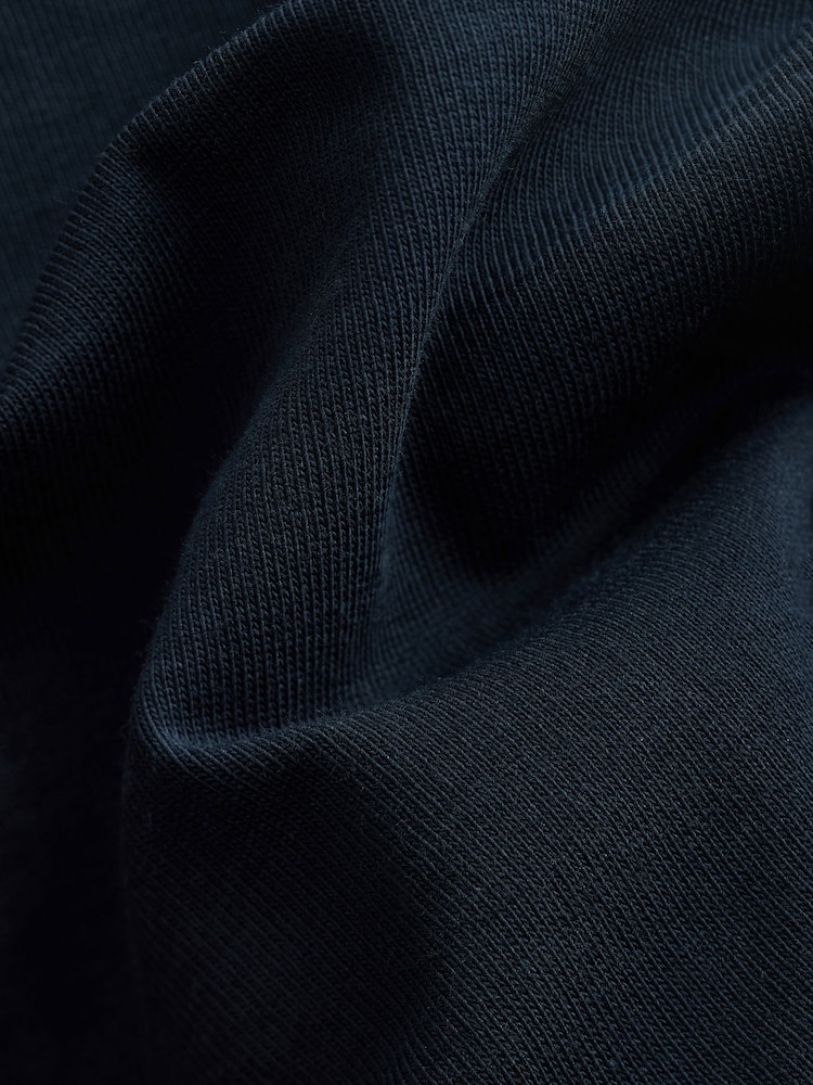 Navy Blue Roll Neck Essential Long Sleeve 100% Cotton T-Shirt - Image 8 of 8