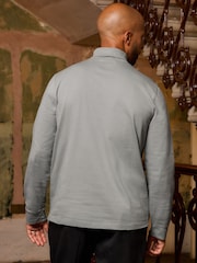 Gris - Camiseta básica de manga larga con cuello vuelto, 100% algodón - Imagen 3 de 7