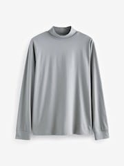 Gris - Camiseta básica de manga larga con cuello vuelto, 100% algodón - Imagen 5 de 7