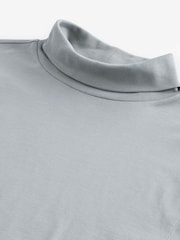 Gris - Camiseta básica de manga larga con cuello vuelto, 100% algodón - Imagen 7 de 7