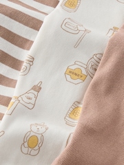 Cotton On Brown Long Sleeve Rib Sleepsuits 3 Pack - Image 2 of 2