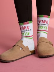 Green/Pink Wicked Movie Ribbed Ankle Socks 3 Pack - Image 1 of 4