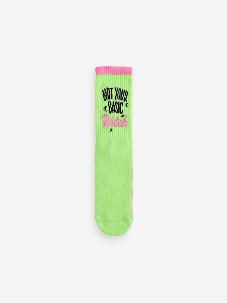 Green/Pink Wicked Movie Ribbed Ankle Socks 3 Pack - Image 2 of 4