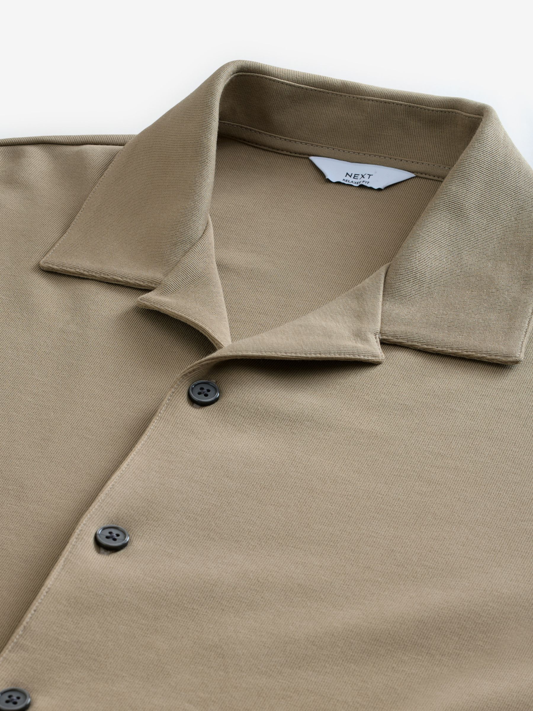 Buy Neutral Stone Relaxed Fit Smart Cuban Collar Jersey