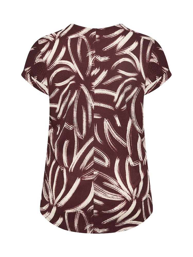 Yours Curve Brown Abstract Print T-Shirt - Image 7 of 7