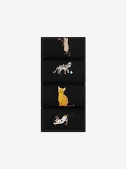 Cute Cats Embroidered Motif Ankle Socks 4 Pack - Image 2 of 8