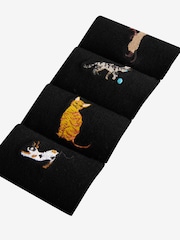 Cute Cats Embroidered Motif Ankle Socks 4 Pack - Image 7 of 8