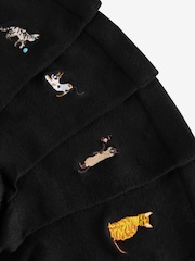 Cute Cats Embroidered Motif Ankle Socks 4 Pack - Image 8 of 8
