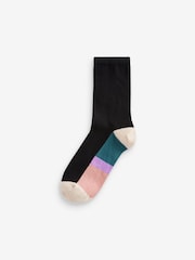Blau/Ockergelb/Lila - Socken mit Fußbett, 5er-Pack - Bild 3 von 6