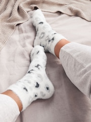 White/Grey Animal Cosy Ankle Socks 2 Pack - Image 2 of 5