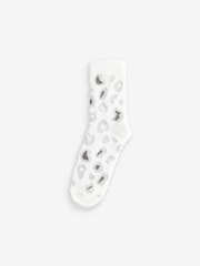 White/Grey Animal Cosy Ankle Socks 2 Pack - Image 4 of 5