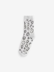 White/Grey Animal Cosy Ankle Socks 2 Pack - Image 5 of 5