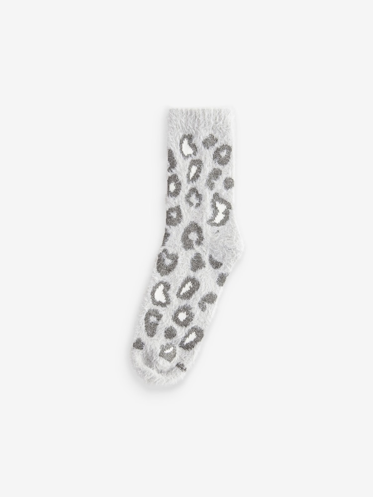 White/Grey Animal Cosy Ankle Socks 2 Pack - Image 5 of 5