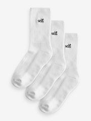 Blanc - Self. Chaussettes de cheville Cushion Sole Lounge 3 Pack - Image 1 de 5