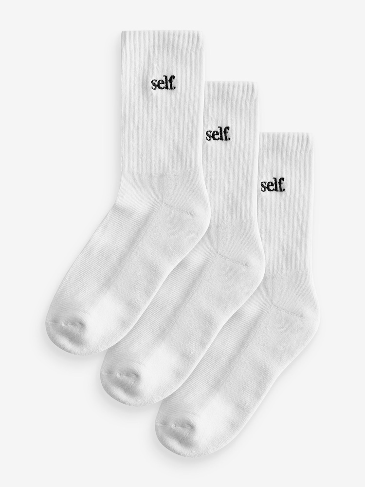 Blanc - Self. Chaussettes de cheville Cushion Sole Lounge 3 Pack - Image 1 of 5