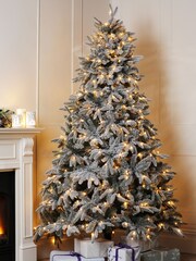 Laura Ashley White Frosted 7ft Lit Christmas Tree - Image 1 of 5