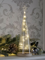 Laura Ashley Silver Star Glass Ornaments Light Up Christmas Tree Decoration - Image 1 of 3