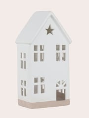Laura Ashley White Light Up Ceramic House  Christmas Decoration - Image 4 of 5