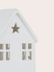 Laura Ashley White Light Up Ceramic House  Christmas Decoration - Image 5 of 5